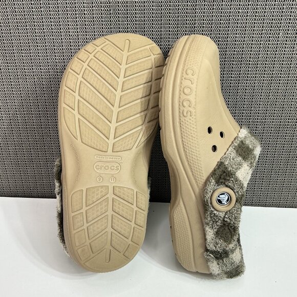 Crocs Women's Classic Lined Clog Slippers Beige & Plaid Size 9/11 - Picture 6 of 9